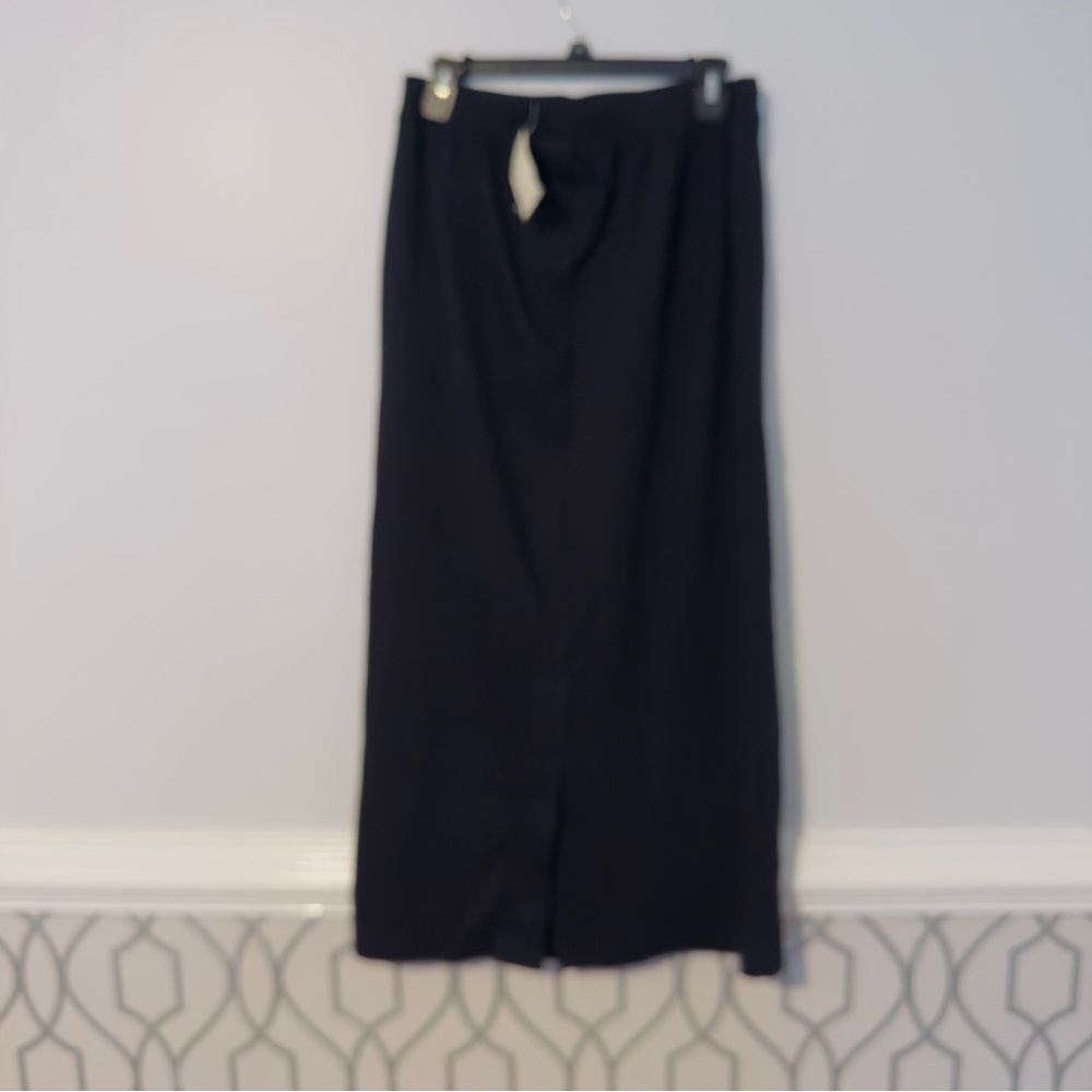 NWT Bechamel Black Elasticated Waist 100% Cotton Long Black Skirt Split in Back - Picture 2 of 14